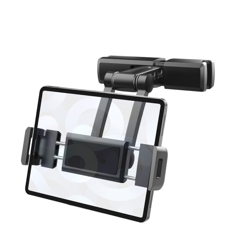 Дръжка за таблет и телефон за автомобил, за задната седалка, прибираща се, върти се на 360°, сгъваема, модел PB-45B, съвместима с iPad/iPhone