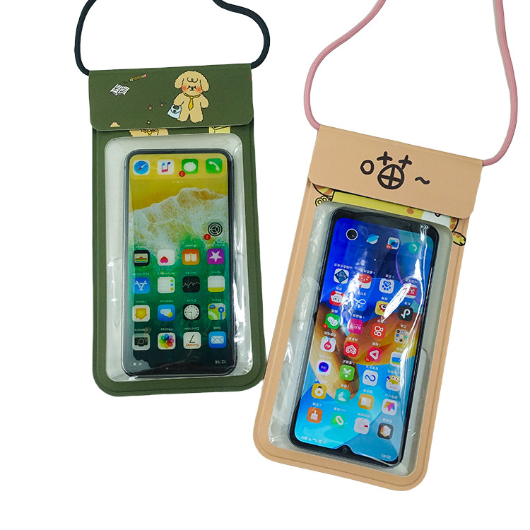 Cartoon vodootporna futrola za telefon od PU+TPU materijala, s dodirnim zaslonom, IPX8, visoka prozirnost, velika kapaciteta, za aktivnosti na otvorenom