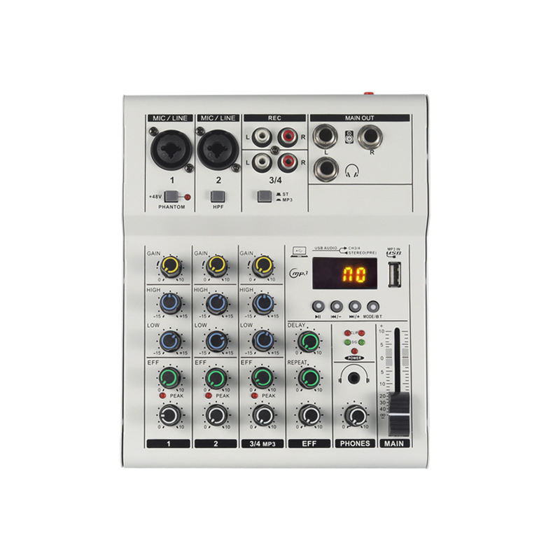 Μίξερ Bluetooth με μικρόφωνο με εφέ ρεβέρμπ για καραόκε, 2/4/6/8 καναλιών, yaflt (Bluetooth • μικρόφωνο με εφέ ρεβερμπ • 2/4/6/8 καναλιών • yaflt)