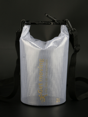 Vodootporna bucket torba s klip mrežom, PVC materijal, leisure stil, otisnuto logo, crossbody naramenica