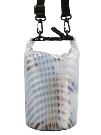 Vodootporna bucket torba s klip mrežom, PVC materijal, leisure stil, otisnuto logo, crossbody naramenica