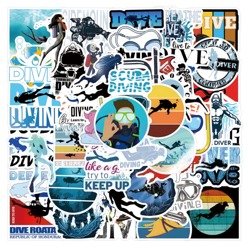 Búvárgraffiti matricaszett poggyászhoz és telefonokhoz, nordic stílus, vízálló HD nyomtatás