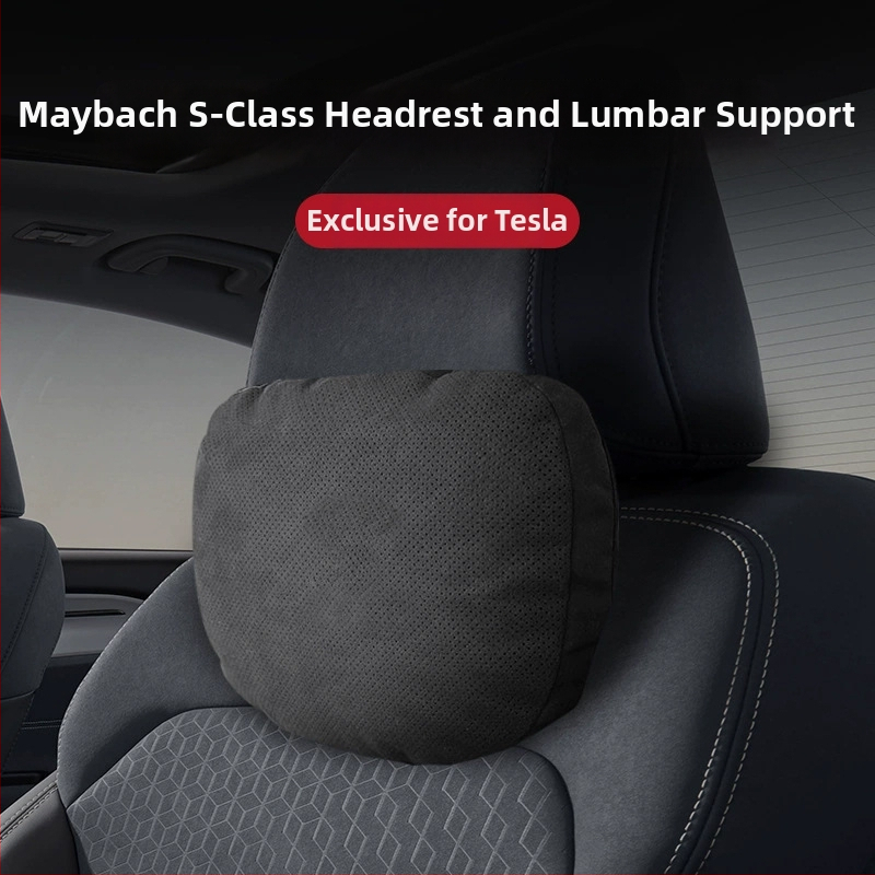 Tesla-kompatibilná opierka hlavy a bedrovej opierky do auta – umelý plyš, výplň hodvábny bavlna, celoročný štýl, jednoduchý dizajn