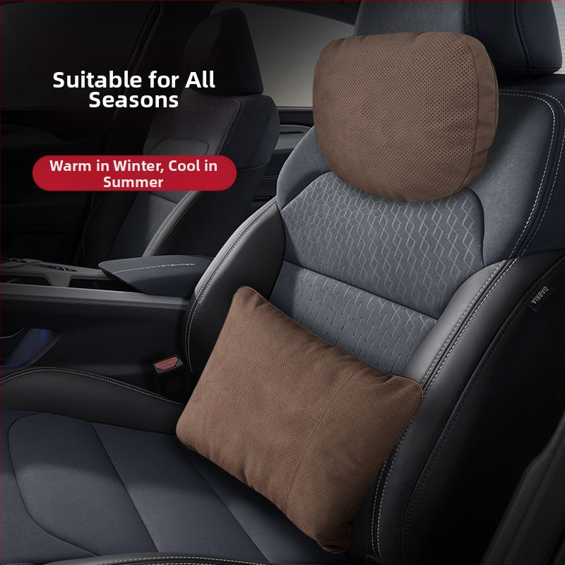 Tesla-kompatibilná opierka hlavy a bedrovej opierky do auta – umelý plyš, výplň hodvábny bavlna, celoročný štýl, jednoduchý dizajn