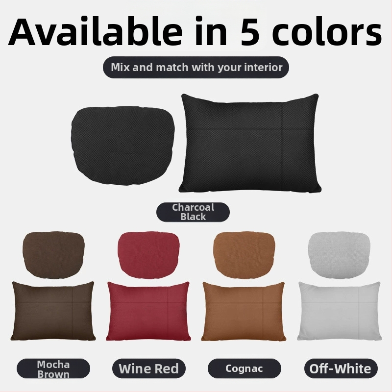 Tesla-kompatibilná opierka hlavy a bedrovej opierky do auta – umelý plyš, výplň hodvábny bavlna, celoročný štýl, jednoduchý dizajn