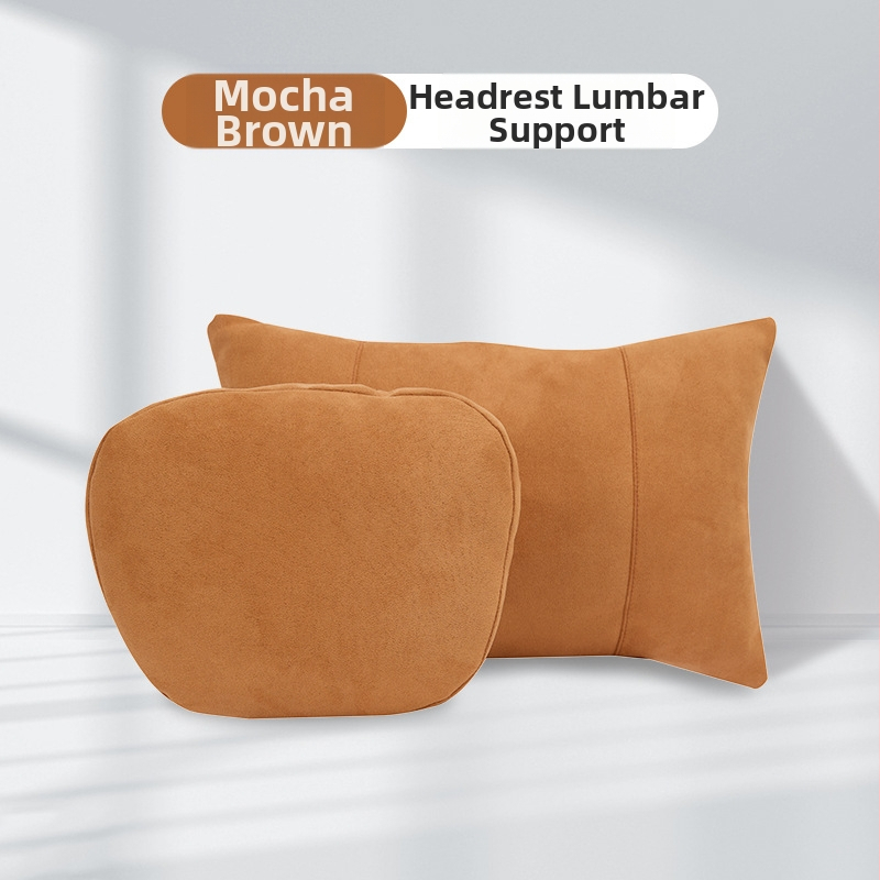 Tesla-kompatibilná opierka hlavy a bedrovej opierky do auta – umelý plyš, výplň hodvábny bavlna, celoročný štýl, jednoduchý dizajn