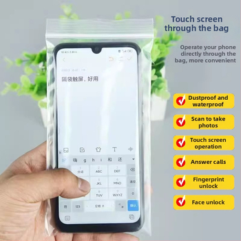 Prozirna ojačana torbica za telefon sa zatvaračem, vodootporna i otporna na prašinu, kompatibilna s dodirnim zaslonom