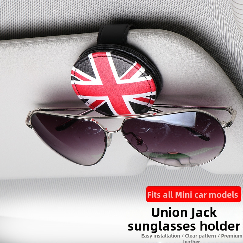 Klip na okuliare pre slnečný vizor auta, PU koža, kompatibilný s BMW Mini