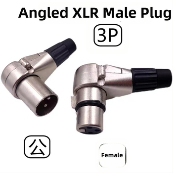 Wanda XLR mikrofonski priključak s 90° zavojem, 3 pina, za audio i video, naponski raspon 50–440V