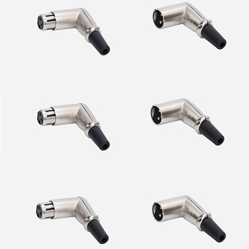 Wanda XLR mikrofonski priključak s 90° zavojem, 3 pina, za audio i video, naponski raspon 50–440V