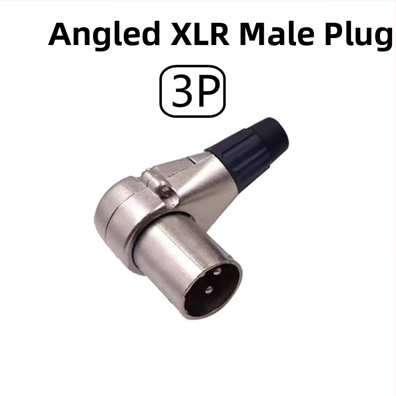 Wanda XLR mikrofonski priključak s 90° zavojem, 3 pina, za audio i video, naponski raspon 50–440V