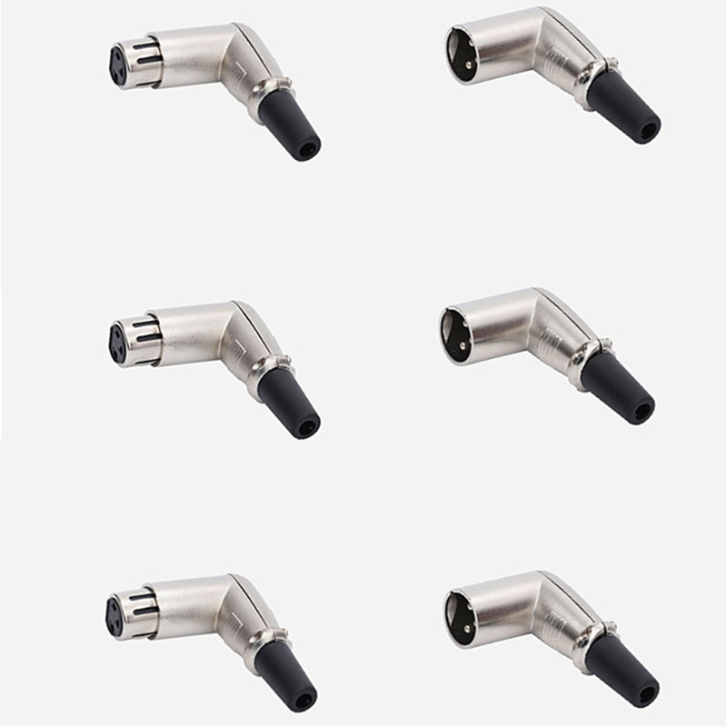 Wanda XLR mikrofonski priključak s 90° zavojem, 3 pina, za audio i video, naponski raspon 50–440V