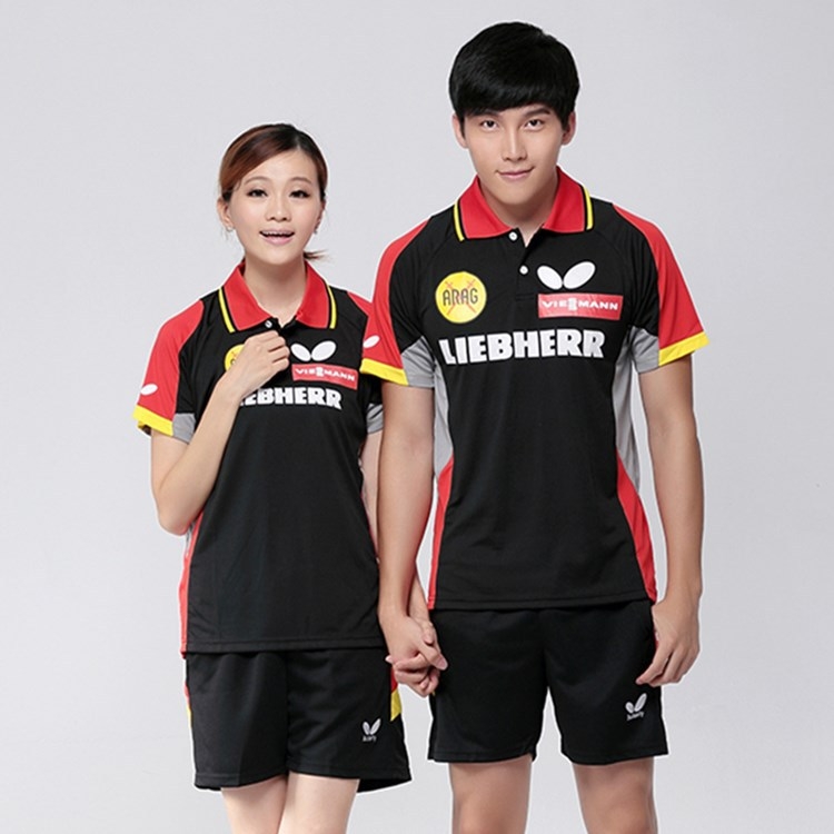 Majica za trening stolnog tenisa, unisex, s polo ovratnikom, kratkih rukava, brzo se suši, 100% poliester