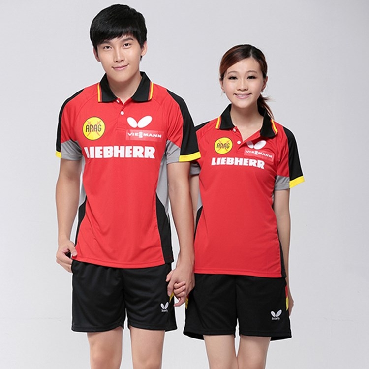 Majica za trening stolnog tenisa, unisex, s polo ovratnikom, kratkih rukava, brzo se suši, 100% poliester