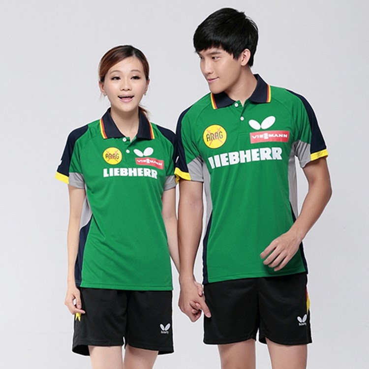 Majica za trening stolnog tenisa, unisex, s polo ovratnikom, kratkih rukava, brzo se suši, 100% poliester