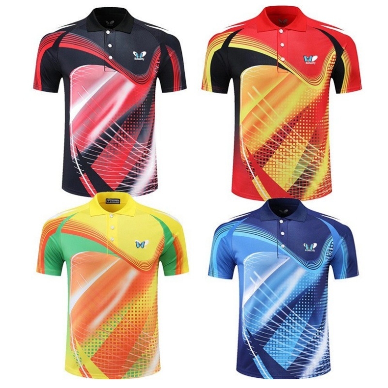 Oblečenie na stolný tenis s krátkym rukávom, unisex, rýchloschnúce, polyestrová zmes, 100% polyester