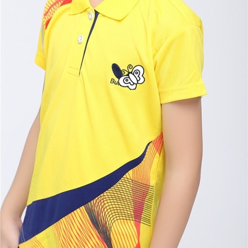 Тениска за тенис на маса, с яка, къс ръкав, унисекс, за всички сезони - 100% полиестер, смесено химическо влакно