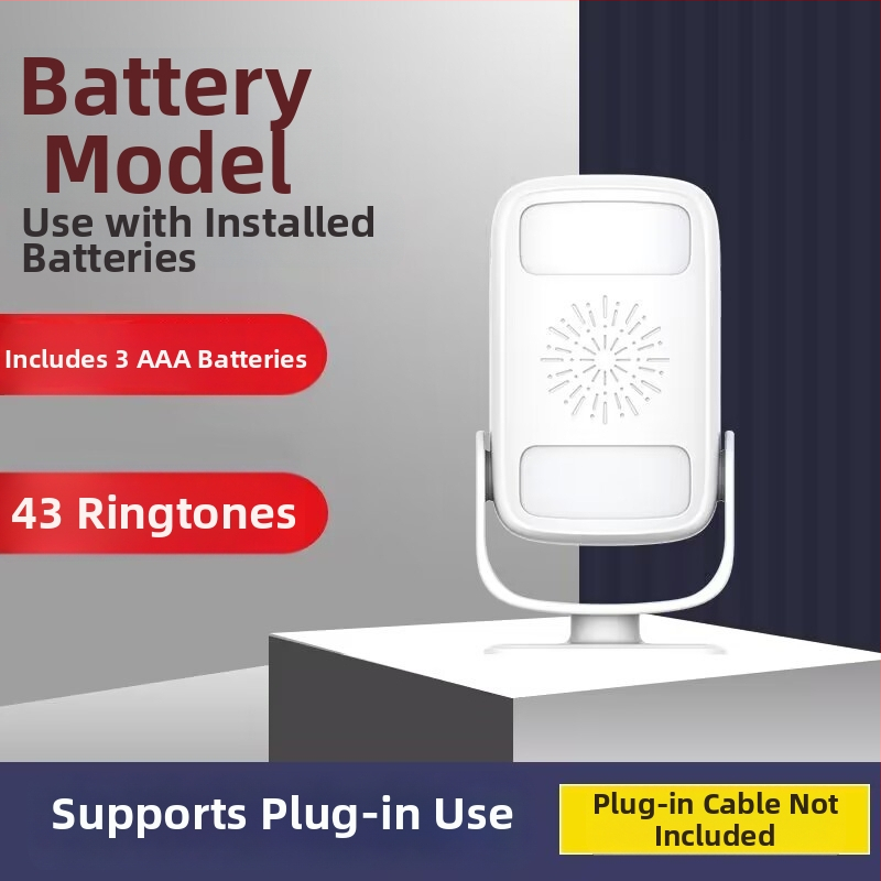 Indukčný zvonček na dvere s dvojstranným uvítacím hlasom, DH808 model, napájanie batériou/napájacím zdrojom, 6V-9V, rôzne zvončeka melódie, spotreba 0,5