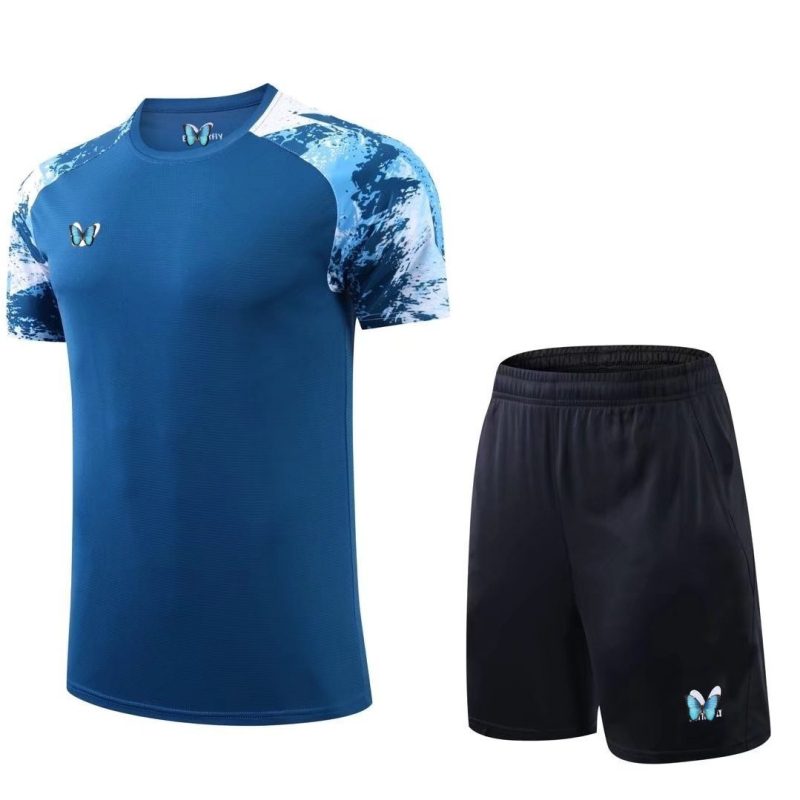 Oblečenie pre stolný tenis – rýchloschnúce, krátky rukáv, bočný vzor, unisex, vhodné pre dospelých a deti