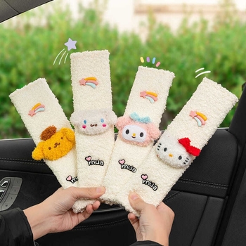 Zaštitnik ramena sigurnosnog pojasa automobila, sladak crtani dizajn, suede materijal, model 002, bez otiska logotipa