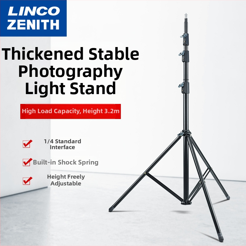 LINCO ZENITH LED fotografia statív, prenosný stojan, výška 3,2 m, SPCC oceľ, nosnosť 8 kg, 3 časti, priemery trubiek 19/22.2/25.4/28.6 mm