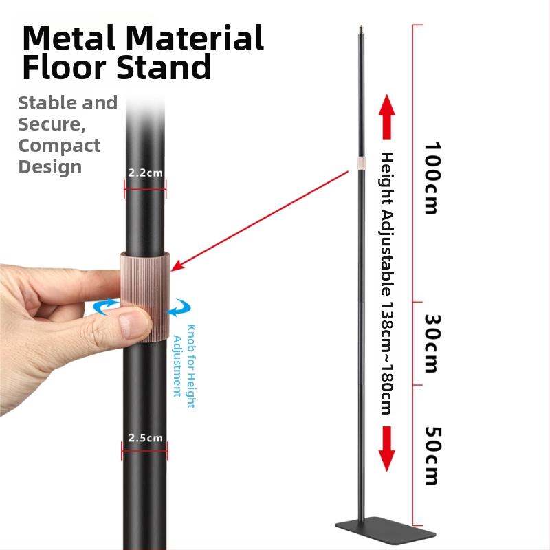 Stojan na telefón pre živé vysielanie s 24W svetlom, železná konštrukcia, napájanie 12V, nosnosť 2–5 kg, univerzálna základňa pre projektor