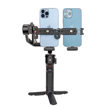 Live стрийминг двоен държач за мобилни телефони за DJI стабилизатор – алуминиева сплав, до 2 телефона, съвместим с RS4/RS3 Mini/RS3/RS2/MT2 гимбал и стойки за трипод