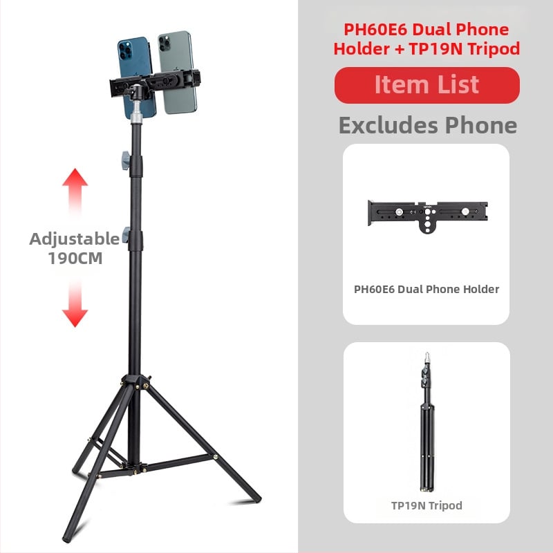 Live стрийминг двоен държач за мобилни телефони за DJI стабилизатор – алуминиева сплав, до 2 телефона, съвместим с RS4/RS3 Mini/RS3/RS2/MT2 гимбал и стойки за трипод