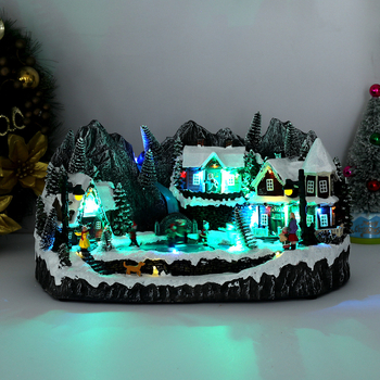 Ornament de Crăciun luminos și muzical – Casă mare pentru copii cu patinoar; decor pentru casă și magazin, stil european și american (Material: rășină; Brand: Altul; Licență IP: Nu; Sărbători: Crăciun)