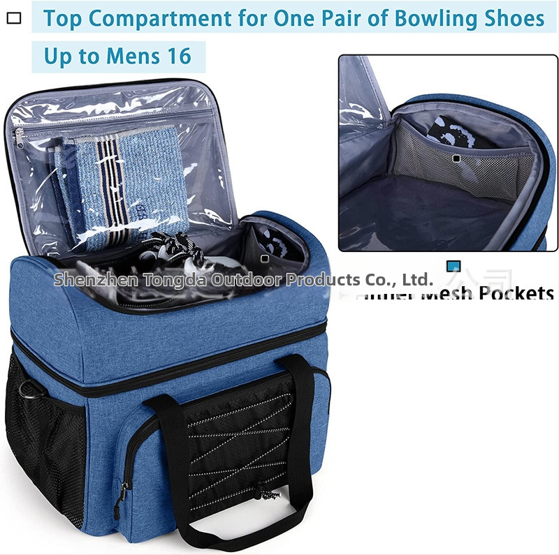 Tongda PVC bowling taška pre vonkajšie použitie s dreveným pohárom na bowling a polstrovaným deličom pre dve loptičky