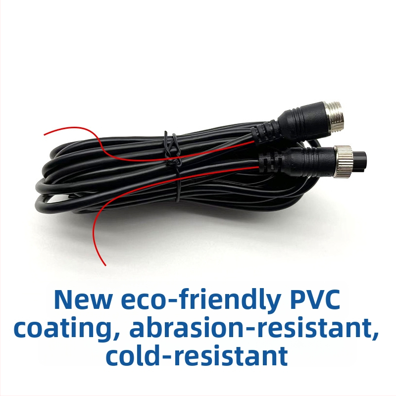 Automobilový videokábel pre zadné videnie s štyrmi kanálmi a konektorom typu aviation, s PVC plášťom, ROHS certifikovaný, pre audio a video