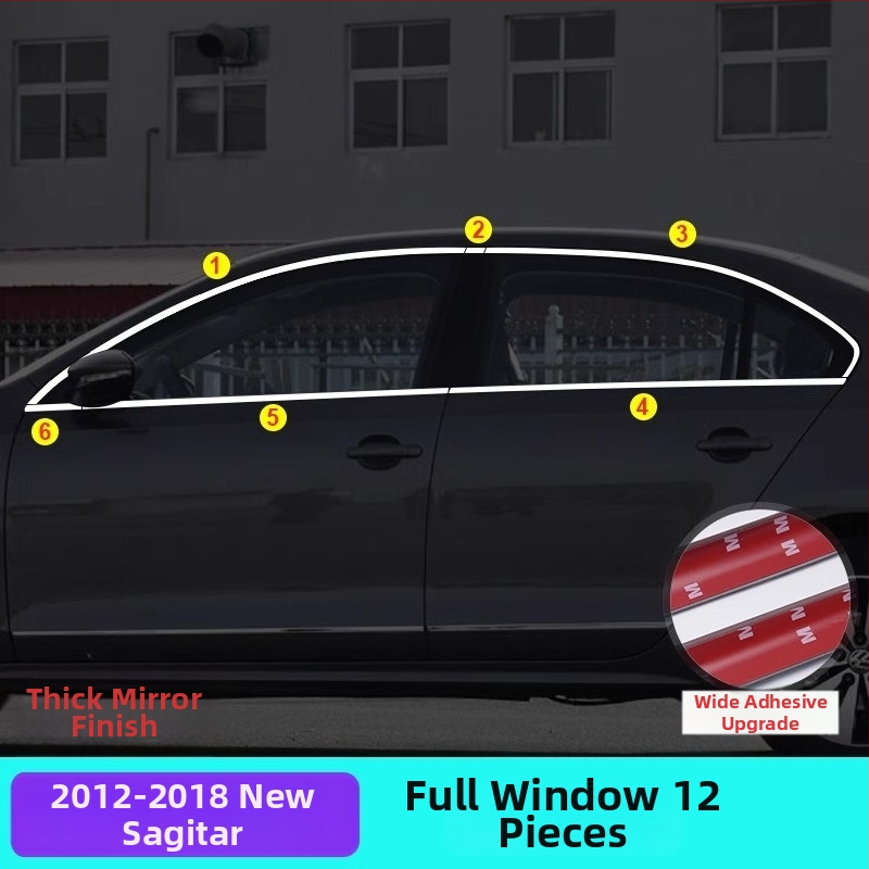 Nerezová oceľová ozdobná lišta k oknu pre VW Sagitar