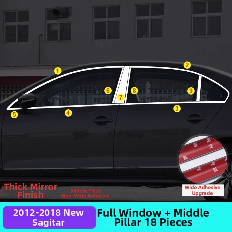 Nerezová oceľová ozdobná lišta k oknu pre VW Sagitar