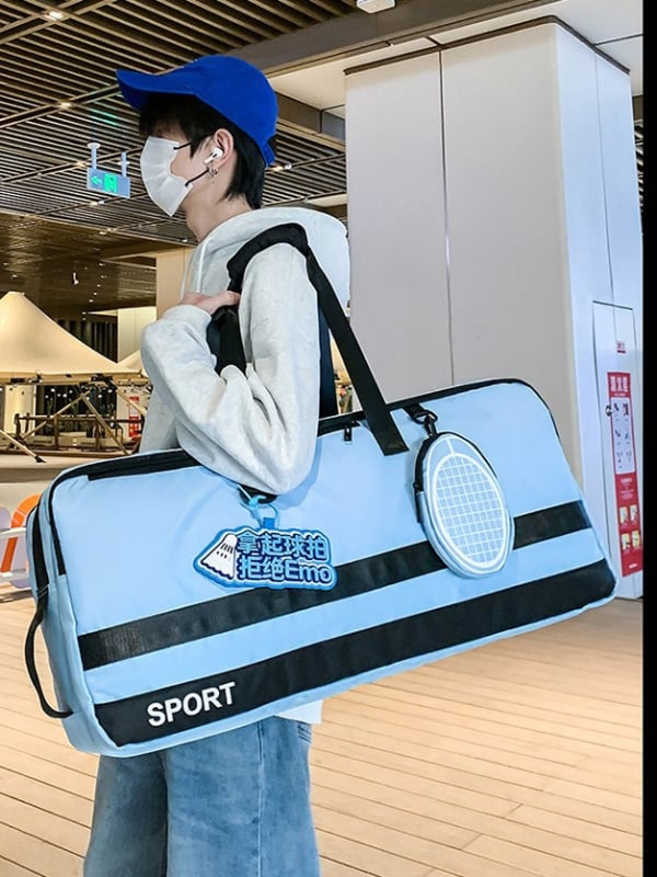 Badminton hátizsák nagy kapacitású, 36–55 L, száraz‑nedves rekesz, Oxford anyag, külön cipőrekesz, uniszex