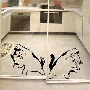 Декоративен стенен стикер с котки и кучета — PVC материал; 1 бр.; модерен минималистичен стил; подходящ за дневна, спалня, кабинет, ресторант, кухня, антре