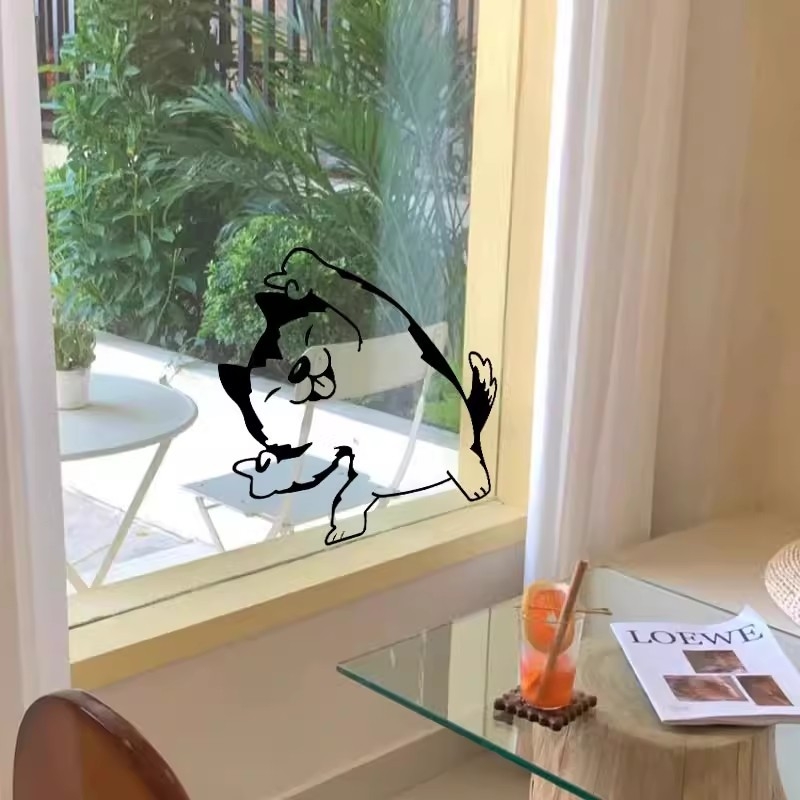 Декоративен стенен стикер с котки и кучета — PVC материал; 1 бр.; модерен минималистичен стил; подходящ за дневна, спалня, кабинет, ресторант, кухня, антре