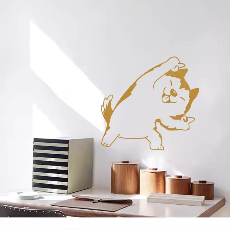 Декоративен стенен стикер с котки и кучета — PVC материал; 1 бр.; модерен минималистичен стил; подходящ за дневна, спалня, кабинет, ресторант, кухня, антре