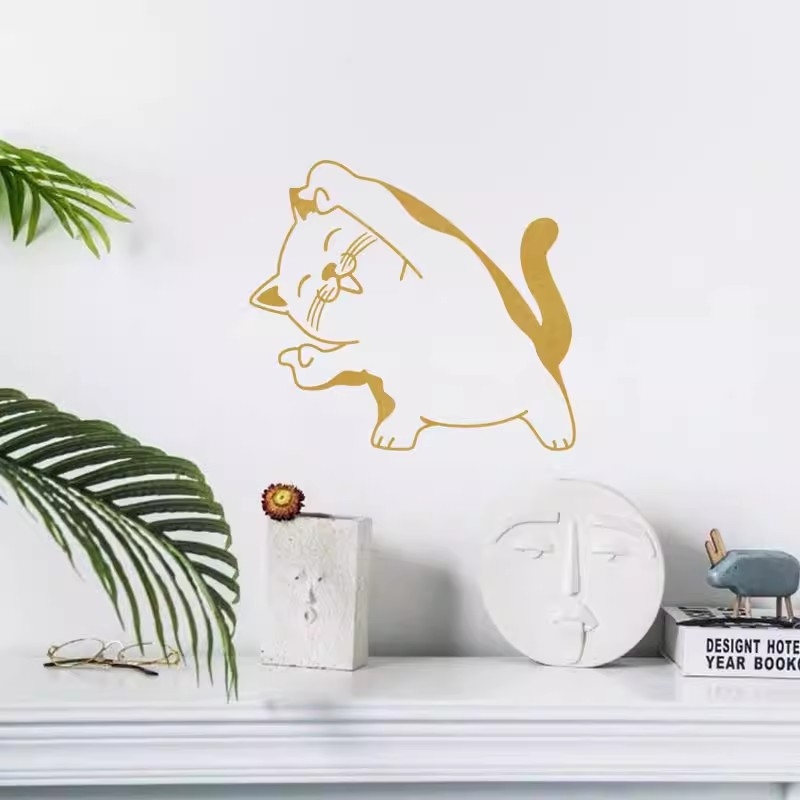 Декоративен стенен стикер с котки и кучета — PVC материал; 1 бр.; модерен минималистичен стил; подходящ за дневна, спалня, кабинет, ресторант, кухня, антре