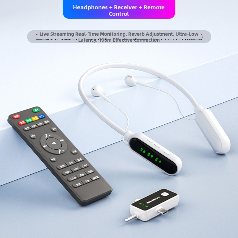 SK-619P: Všetko-v-jednom zvuková karta a mikrofón pre live streaming s monitorovaním, visenie na krku, frekvenčný rozsah 20Hz-20kHz, SNR ≥60dB, vstavaná batéria 300–500mAh, výdrž 8–12 h