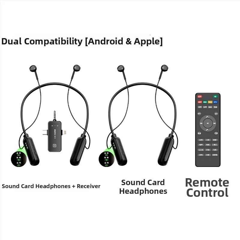 SK-619P: Všetko-v-jednom zvuková karta a mikrofón pre live streaming s monitorovaním, visenie na krku, frekvenčný rozsah 20Hz-20kHz, SNR ≥60dB, vstavaná batéria 300–500mAh, výdrž 8–12 h