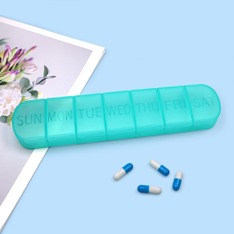 Kutija za tablete, 7 pretinaca u jednom redu, tjedna, s neovisnim poklopcima, prijenosna PP plast.