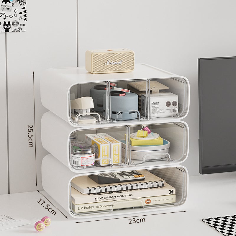 Asztali rendező doboz perforált lappal és levehető fiókkal – Modell 2508, Anyag AS, Modern minimalista stílus, Ékszer és irodaszer tárolása