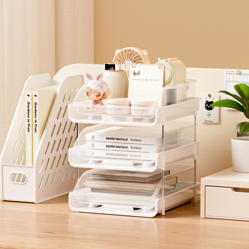 Asztali tároló doboz kihúzható rekeszekkel – Modell JLG2501802, osztóelemek, 1 L kapacitás, modern minimalist stílus