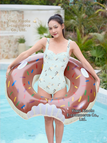 Nafukiva donut plutač za bazen za odrasle, ružičasta i smeđa PVC