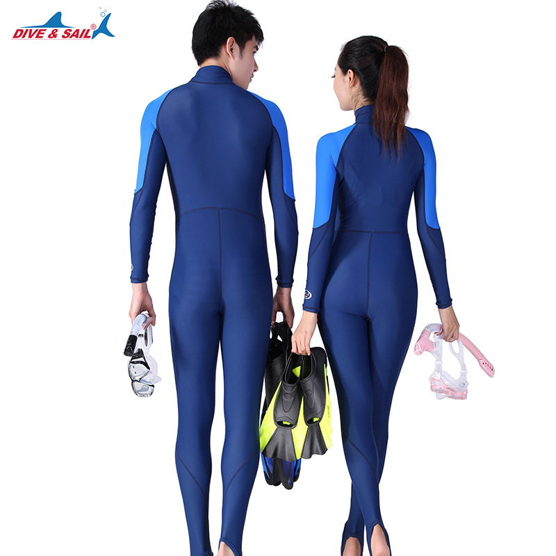 DIVE&SAIL Jednodelni kostim za ronjenje s UV zaštitom, brzo se suši najlonsko-spandeksa (82/18%), otporan na ogrebotine, unisex za plivanje, surfanje i snorkeling
