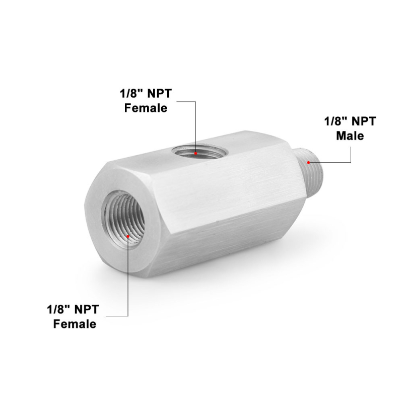 Senzor tlaka ulja T spoj s 1/8NPT sučeljem, nehrđajući čelik, kompatibilan s M12x1.5, M14x1.5, NPT1/4, M10x1.5