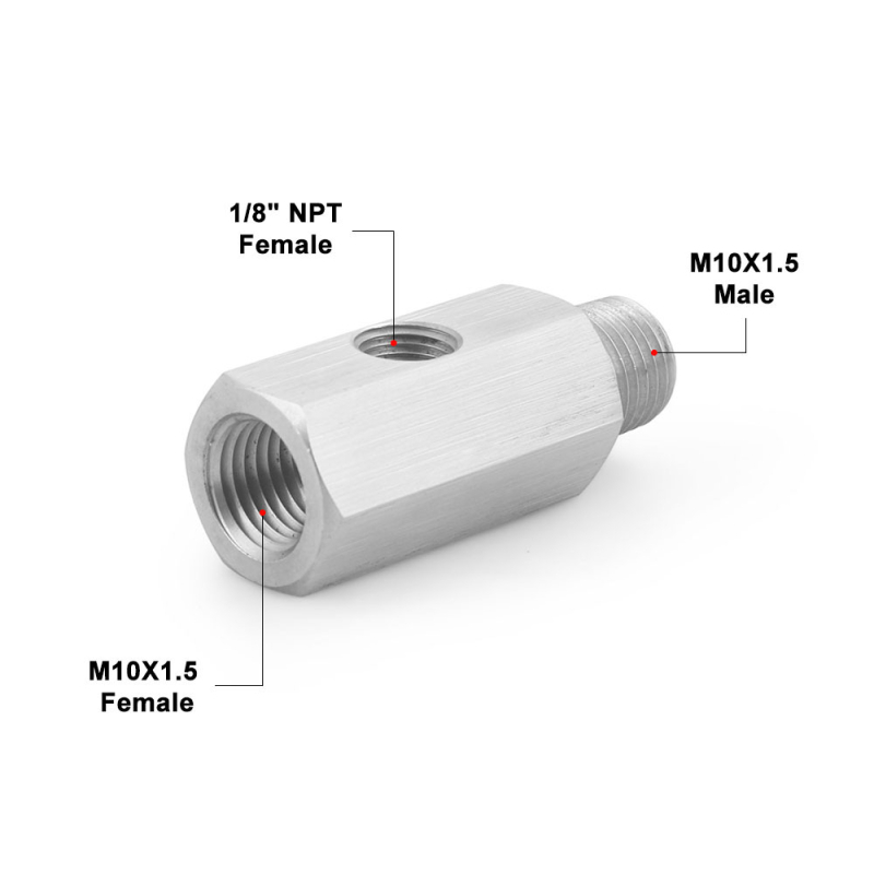 Senzor tlaka ulja T spoj s 1/8NPT sučeljem, nehrđajući čelik, kompatibilan s M12x1.5, M14x1.5, NPT1/4, M10x1.5