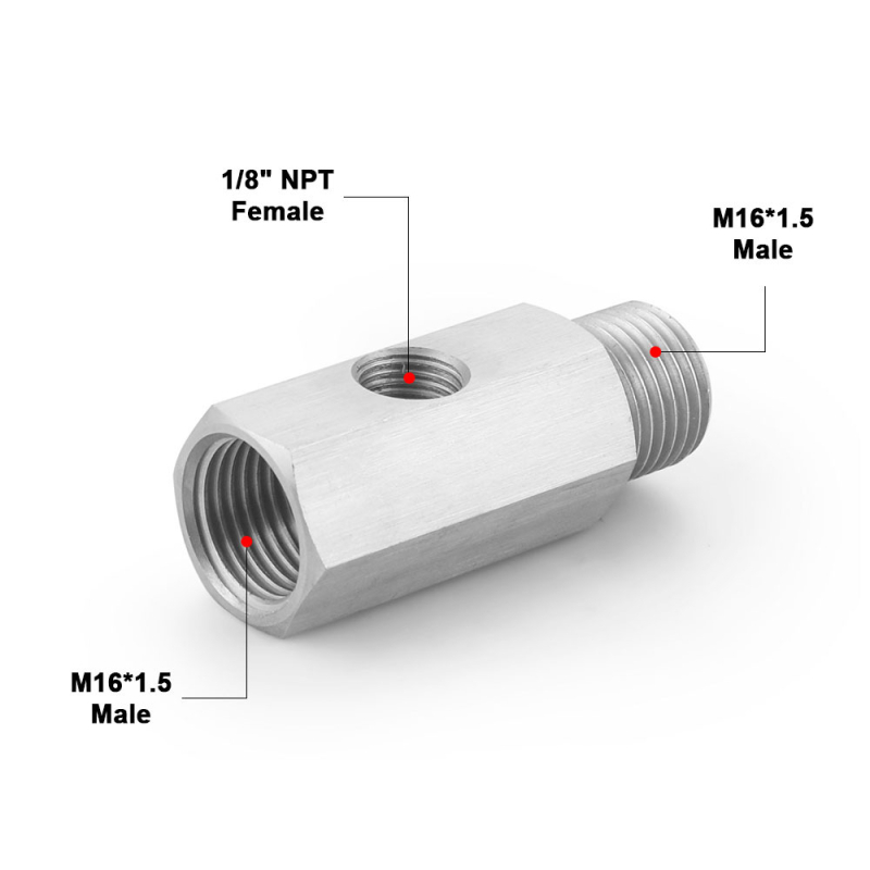 Senzor tlaka ulja T spoj s 1/8NPT sučeljem, nehrđajući čelik, kompatibilan s M12x1.5, M14x1.5, NPT1/4, M10x1.5