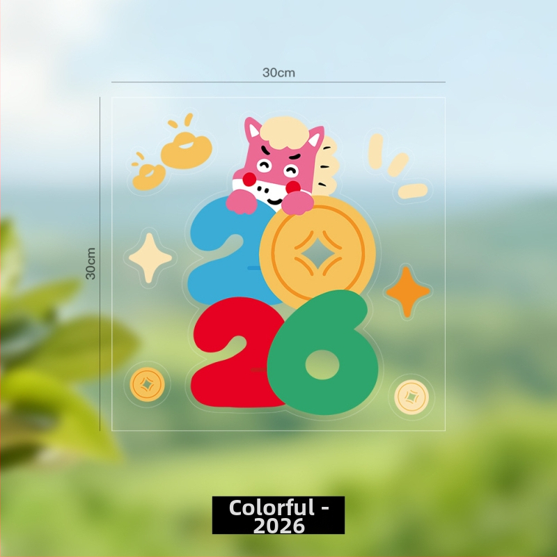 Okno samolepiace dekorácie Banda – PVC elektrostatické nálepky pre Jarný festival, Rok Koňa; vhodné ako darček, balenie Opp taška