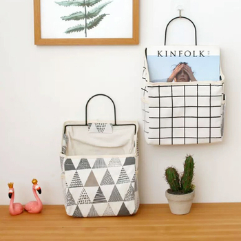 Επιτοίχιος υφασμάτινος οργανωτής αποθήκευσης με μία θήκη και κεκλιμένο άνοιγμα, αδιάβροχο ύφασμα από βαμβάκι και λινό, πολυχρηστικός